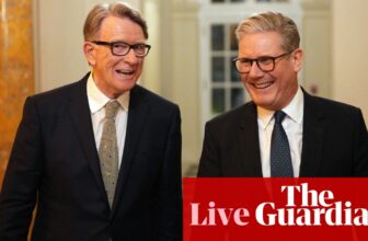 Peter Mandelson criticised after saying Ukraine ought to give ‘unequivocal backing’ to Trump’s plan – UK politics dwell | Politics