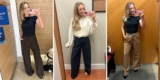 Attempting on Work Pants at Hole, Previous Navy, Banana Republic, Clear Winner